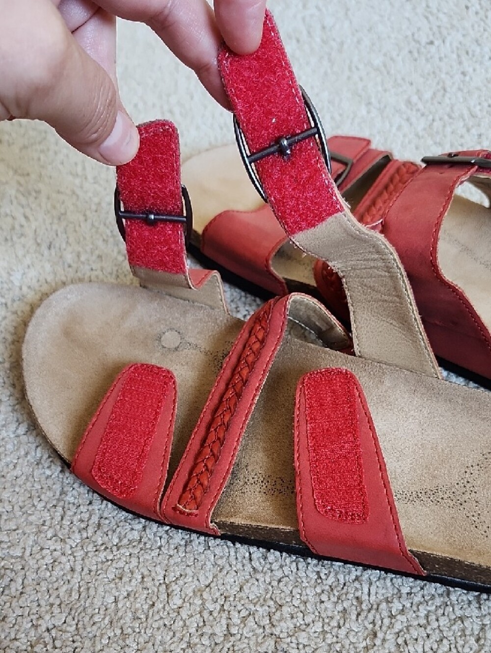 Earth Origins Coral Triple-Strap Braided Sandals B. - Picture 4 of 6